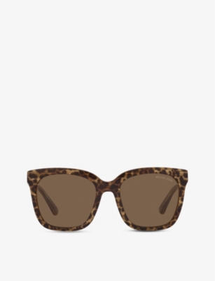 Shop Michael Kors Women's Brown Mk2163 San Marino Animal-print Square-frame Acetate Sunglasses