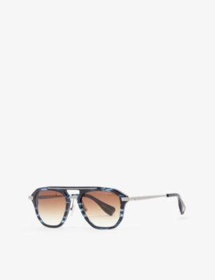 Shop Dita Women's Blue Dts416 Terracraft Aviator-frame Titanium And Acetate Sunglasses