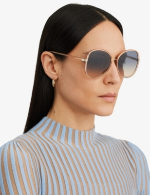Shop Chloé Chloe Women's Orange Ch0030s Square-frame Polyamide Sunglasses