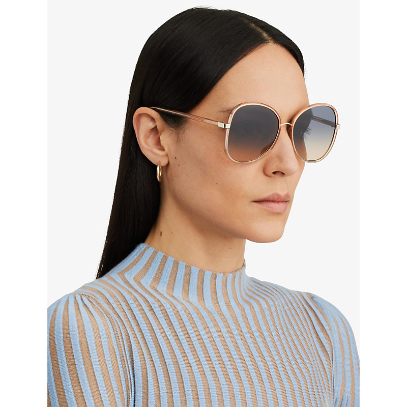 Shop Chloé Chloe Women's Orange Ch0030s Square-frame Polyamide Sunglasses
