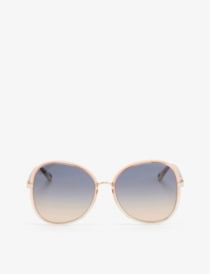 Shop Chloé Chloe Women's Orange Ch0030s Square-frame Polyamide Sunglasses