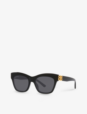Shop Balenciaga Womens Black Bb0132s Cat-eye Frame Acetate Sunglasses