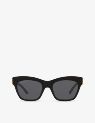 Shop Balenciaga Women's Black Bb0132s Cat-eye Frame Acetate Sunglasses