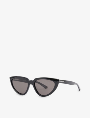 Shop Balenciaga Women's Black Bb0182s Cat-eye Acetate Sunglasses