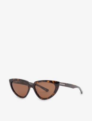 Shop Balenciaga Women's Brown Bb0182s Cat-eye Acetate Sunglasses