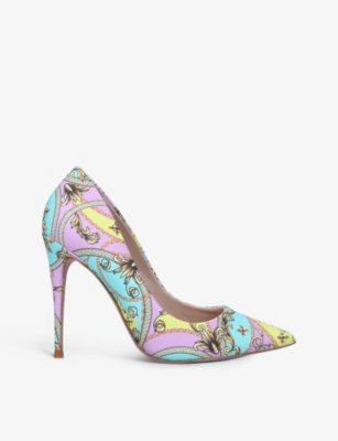 ALDO STESSY GRAPHIC-PRINT POINTED-TOE FAUX-LEATHER COURTS