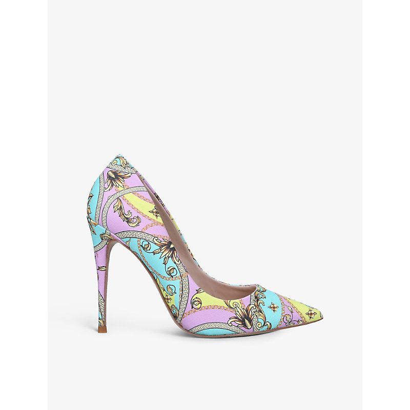 ALDO STESSY GRAPHIC-PRINT POINTED-TOE FAUX-LEATHER COURTS