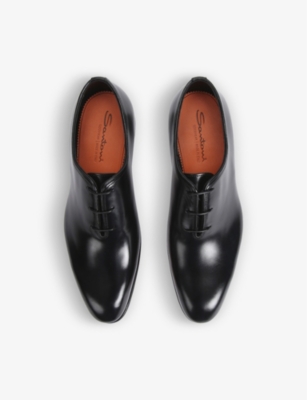 Santoni Mens Black Carter Wholecut Leather Oxford Shoes | ModeSens