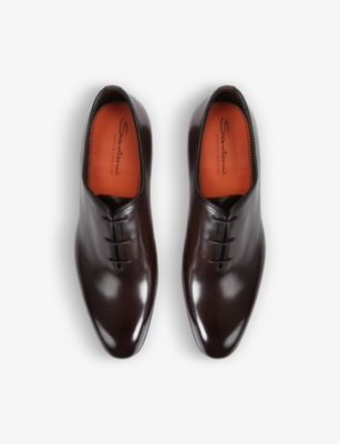 Shop Santoni Men's Dark Brown Carter Wholecut Leather Oxford Shoes