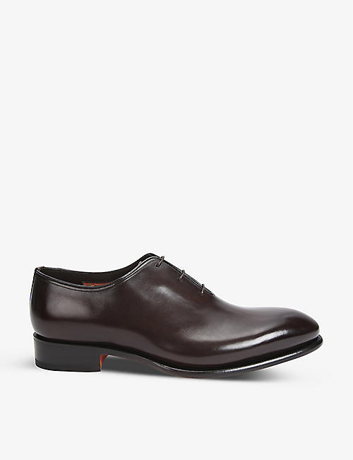SANTONI: Carter wholecut leather Oxford shoes