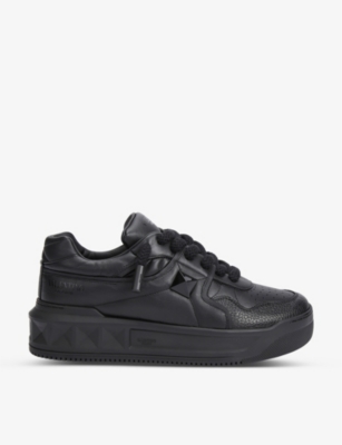 Valentino Black One Stud Xl Nappa Leather Low-top Sneakers In Black