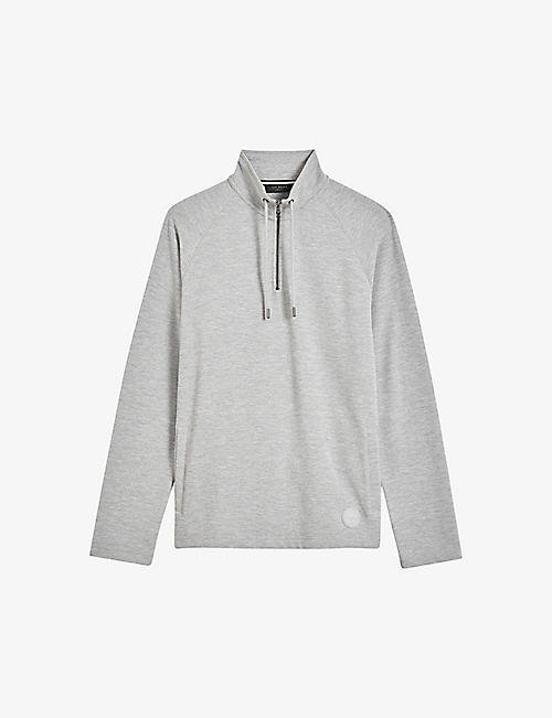 TED BAKER: Drovers zipped funnel-neck stretch-cotton blend sweatshirt