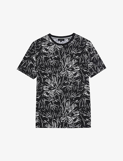 TED BAKER: Vennel floral-print cotton-jersey T-shirt