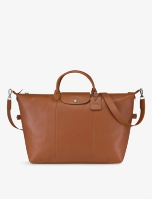 LONGCHAMP Le Foulonn brand debossed leather holdall