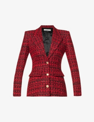 ALESSANDRA RICH Metallic tweed peak lapel woven blazer