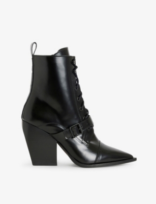 ALLSAINTS ALLSAINTS WOMEN'S BLACK BIANCA HEELED LEATHER BOOTS,59487020