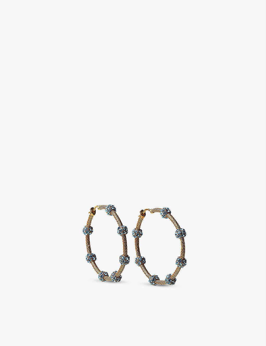 La Maison Couture Sonia Petroff Aquamarine Reef 24ct Yellow-gold Plated Brass And Swarovski Crystals Hoop Earrings