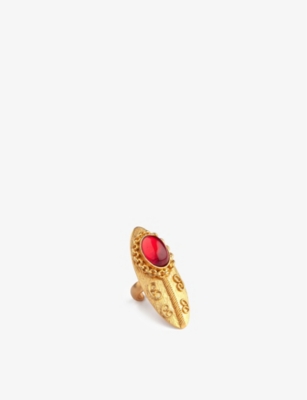 LA MAISON COUTURE: Sonia Petroff 24ct yellow-gold plated brass and ruby cabochon ring