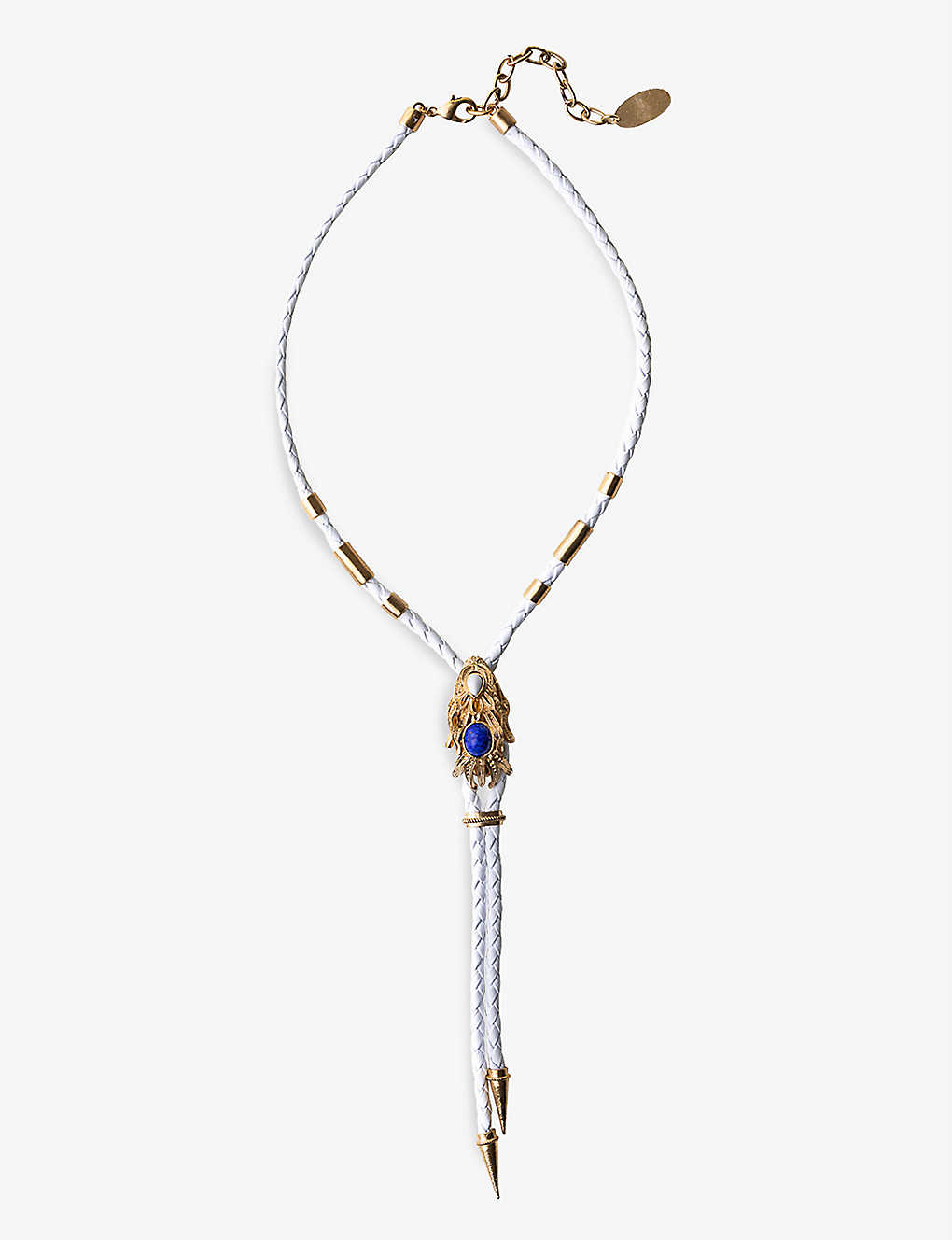 La Maison Couture Sonia Petroff Dragon Fish Leather And 24ct-gold Plated Lariat Necklace In White Gold