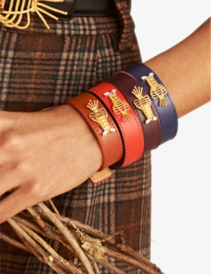 LA MAISON COUTURE: Sonia Petroff Lobster leather, 24ct gold-plated brass and Swarovski diamond bracelet