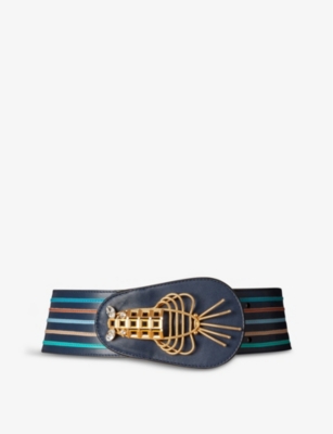 LA MAISON COUTURE: Sonia Petroff Lobster 24ct yellow gold-plated brass and Swarovski leather belt