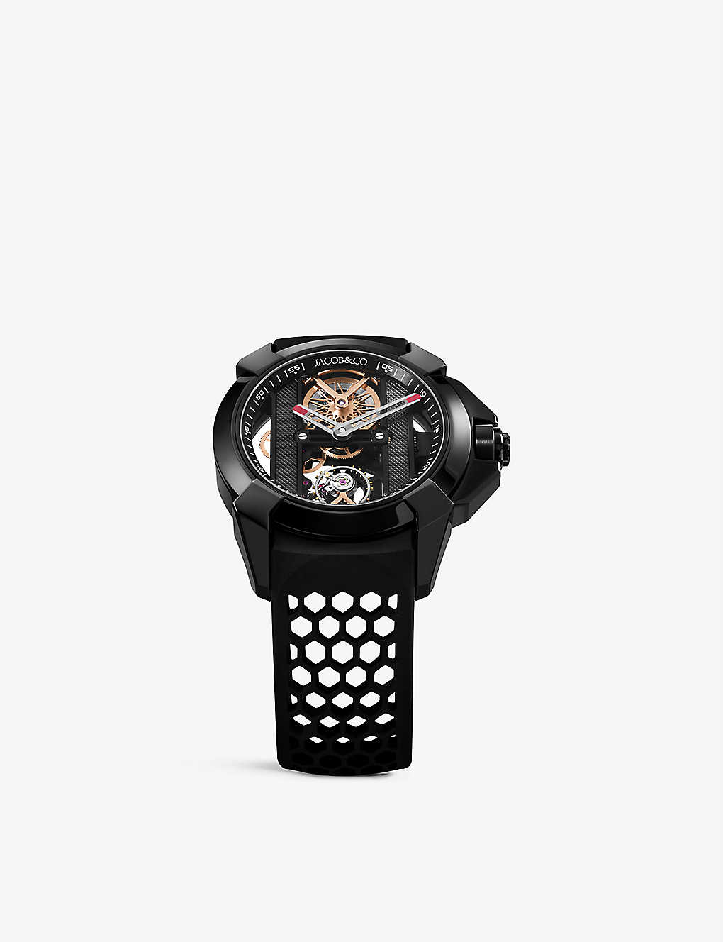 Jacob & Co. Ex120.11.ab.ab.abrua Epic X V2 Titanium And Rubber Quartz Watch In Black