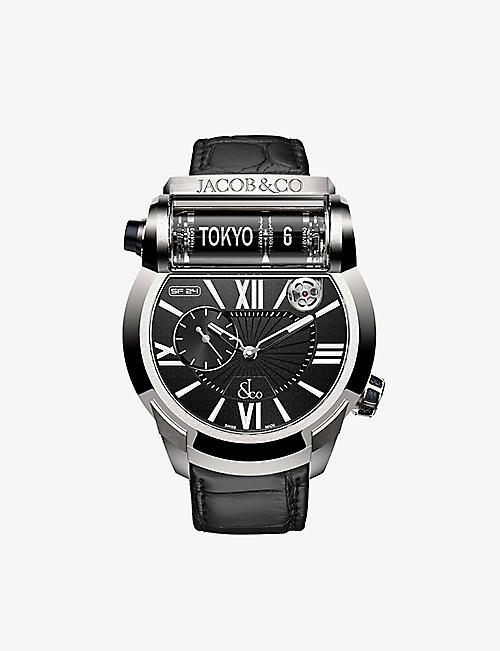 JACOB AND CO: ES101.20.NS.LH.ACA4D Epic SF24 titanium and leather automatic watch