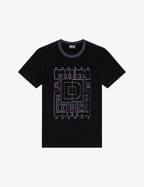 DIESEL: T-Diegor-E4 graphic-embroidered cotton-jersey T-shirt