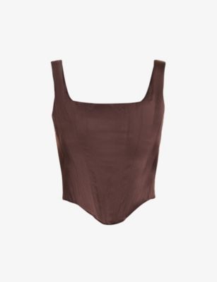HOUSE OF CB: Rafa curved-hem satin top