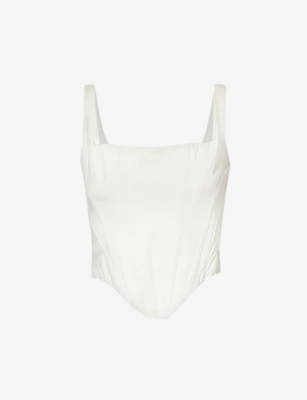 HOUSE OF CB: Rafa curved-hem satin top