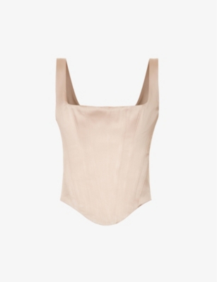 HOUSE OF CB: Rafa curved-hem satin top