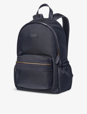 Shop Aspinal Of London Navy Logo-embellished Woven Backpack