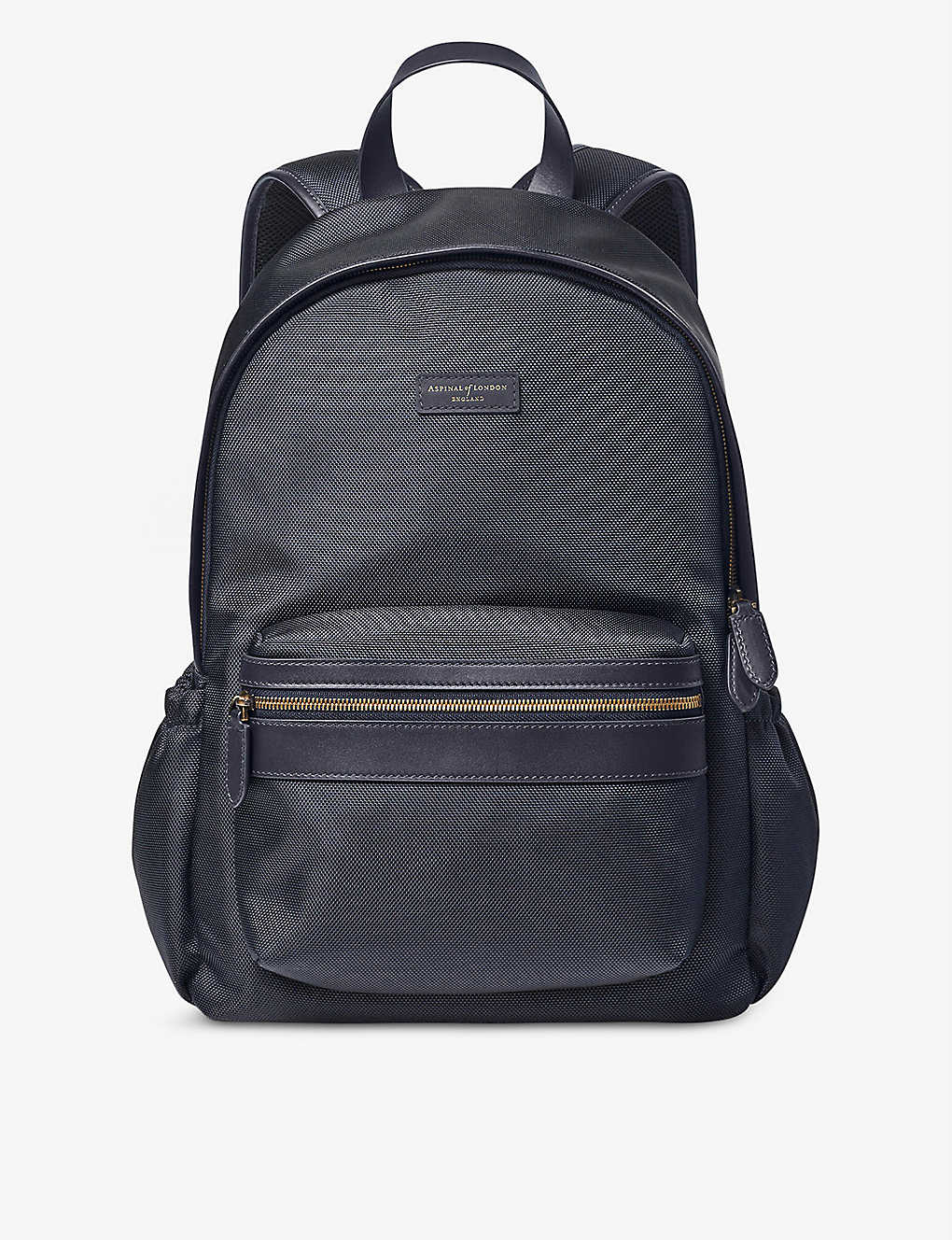 Aspinal Of London Navy Brand-patch Woven Backpack