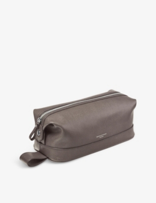 Aspinal Of London Charcoal Reporter Textured-leather Wash Bag In Charcoal