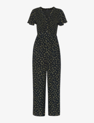 Whistles Womens Black Graphic-print Woven Jumpsuit