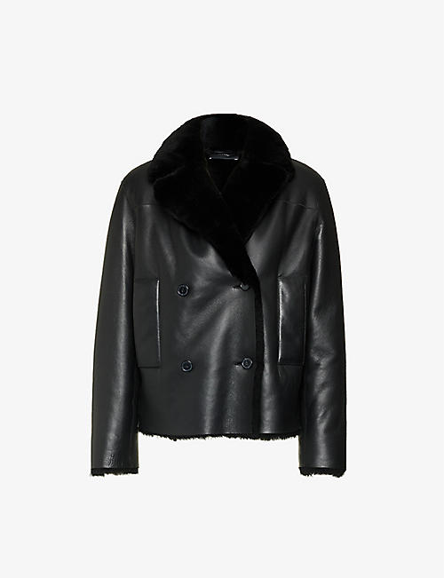 JOSEPH: Calla notched-lapel leather and shearling coat
