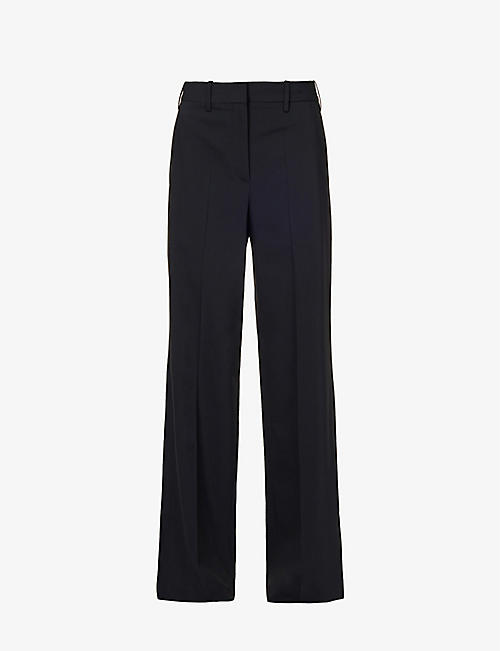 LOEWE: Pressed-crease darted-back straight-leg high-rise wool-blend trousers
