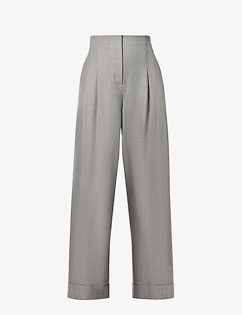 ALBERTA FERRETTI: Wide-leg high-rise stretch-wool trousers