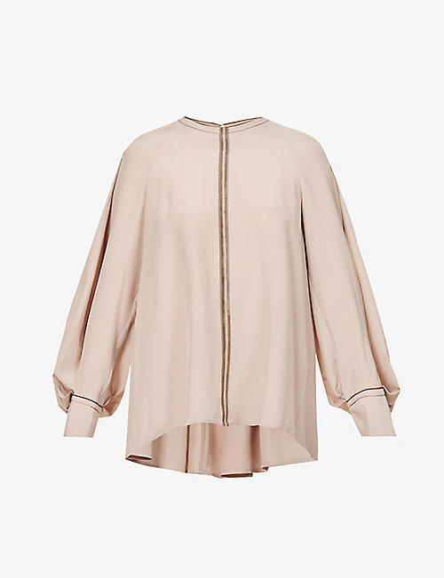 JOSEPH: Herald pleated silk-blend blouse