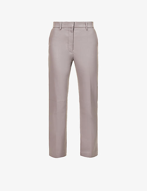 JOSEPH: Coleman panelled tapered mid-rise leather trousers