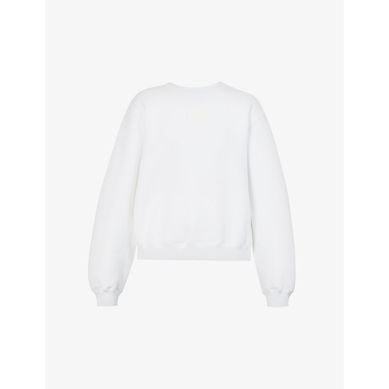 Alexander Wang Essential Brand-print Cotton-blend Sweatshirt In White