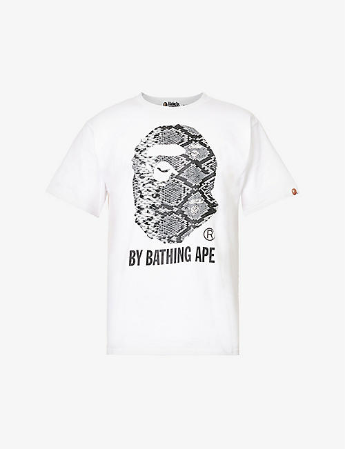 A BATHING APE：蛇纹印花平纹针织棉 T 恤