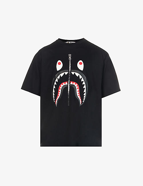 A BATHING APE: Shark-print regular-fit cotton-jersey T-shirt