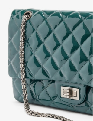 This Old Thing London Pre-loved Chanel Maxi 2.55 Patent-leather Shoulder Bag In Green