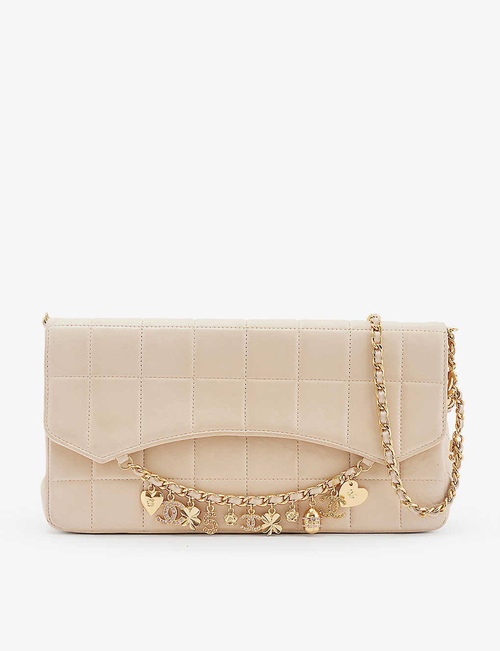 Chanel Beige Chocolate Bar Leather Lucky Charms Chain Bag Chanel