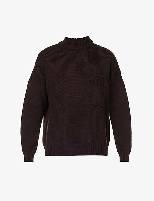 TEN C: High-neck relaxed-fit wool-knit jumper