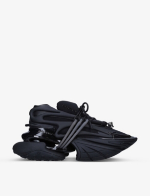 Shop Balmain Men's Black Unicorn Chunky-sole Neoprene And Leather Low-top Trainers