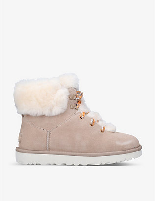 UGG: Classic Mini Alpine shearling-trimmed lace-up suede ankle boots
