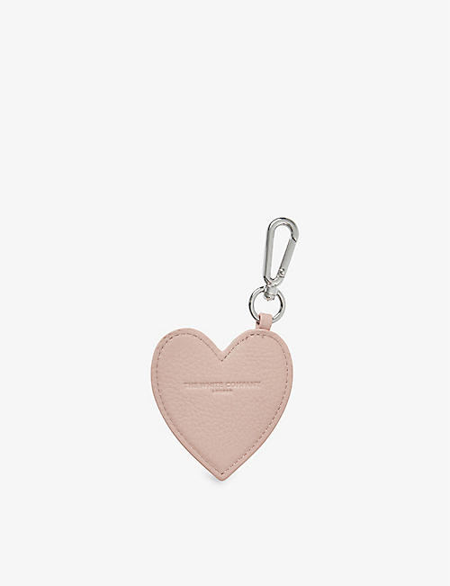 THE WHITE COMPANY: Heart-shape logo-embossed leather key ring 7.3cm