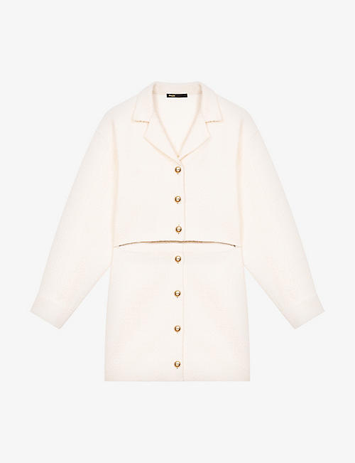 MAJE: Raquema cropped buttoned tweed jacket